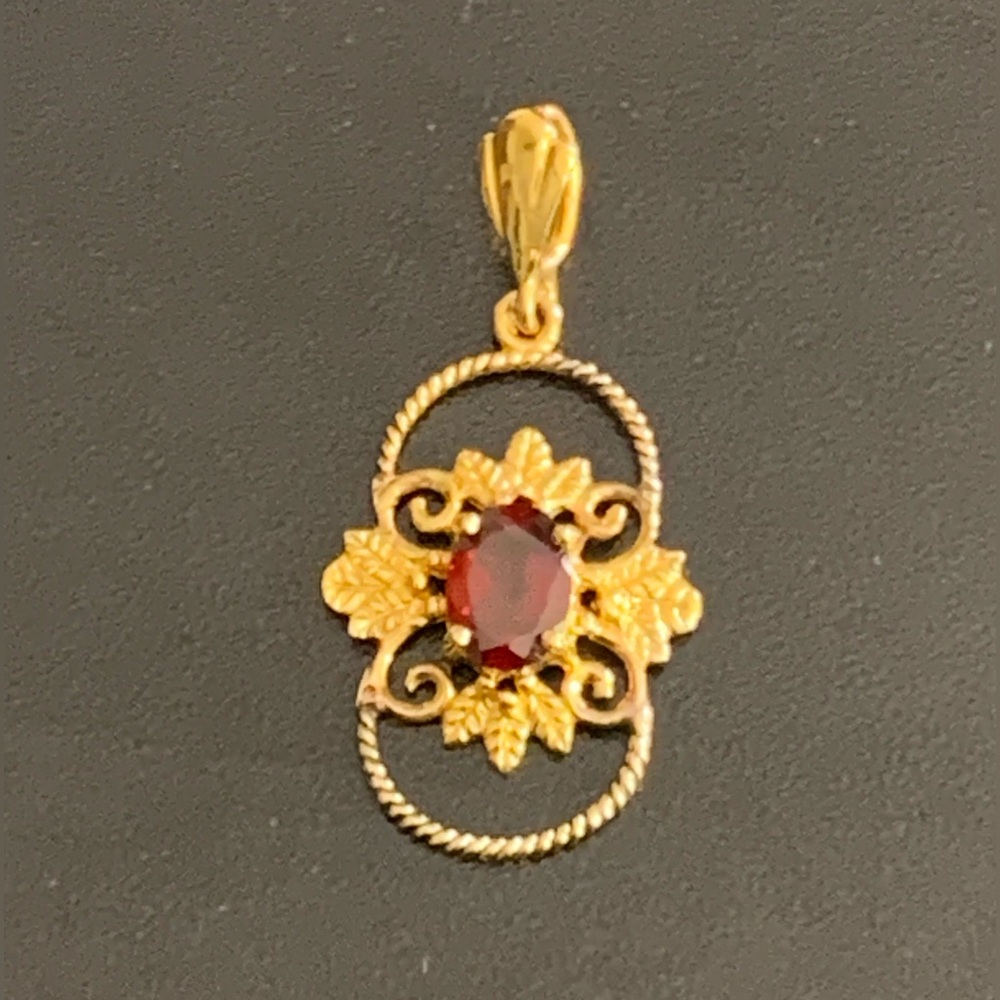 Garnet 14K Gold Vermeil Over Sterling Silver Star Pendant